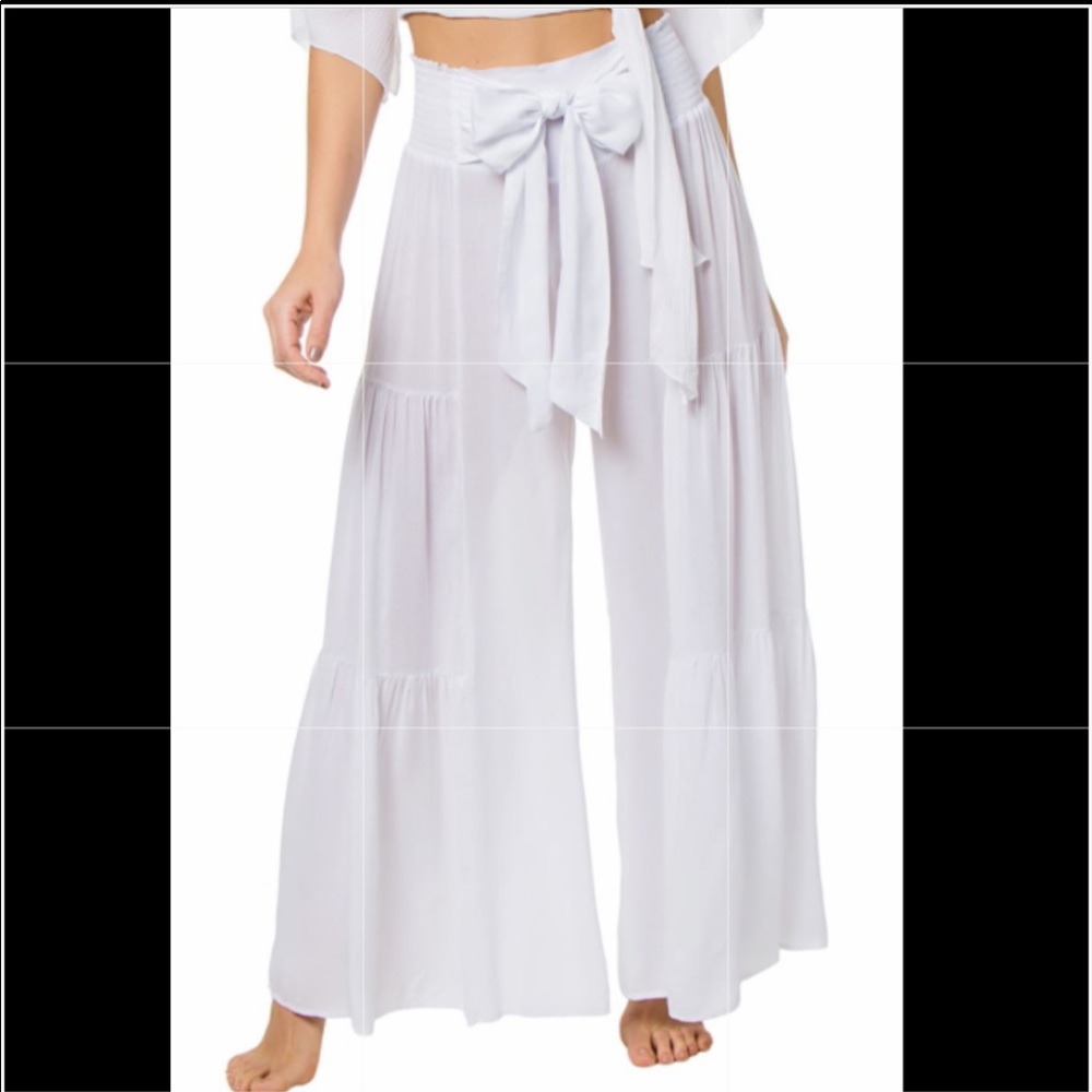 Elan Wide Leg Bow Tie palazzo cover up Pants